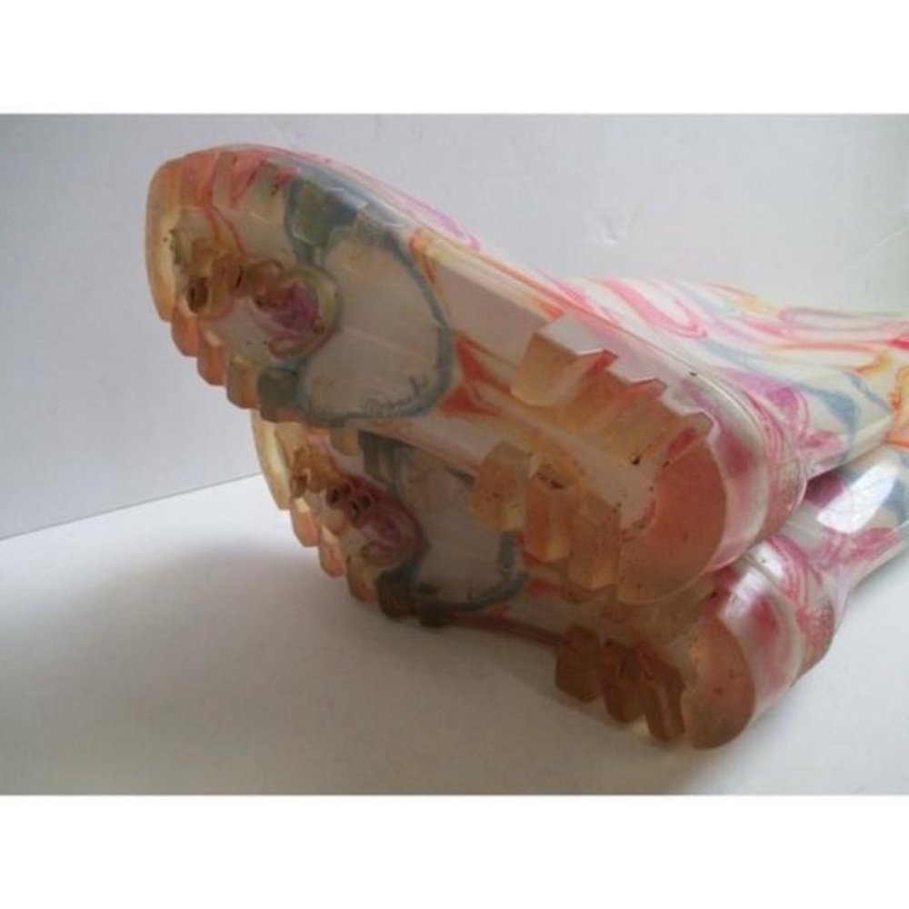 Coach Blue Pink Jelly Multi Color Signature Logo Knee High Rubber Rain Boots - Picture 11 of 11